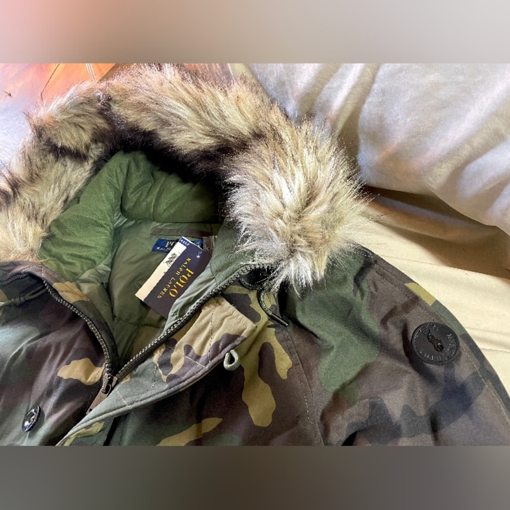 NWT $498 POLO RL RALPH LAUREN Camo Down Filled Bomber Jacket Coat Men’s Medium - Picture 2 of 14